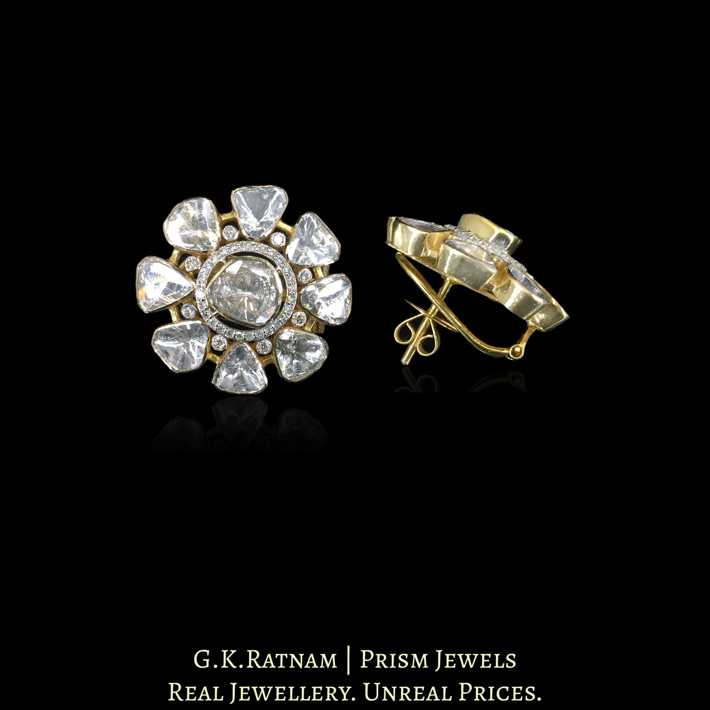 14k Gold and Diamond Polki Open Setting Tops