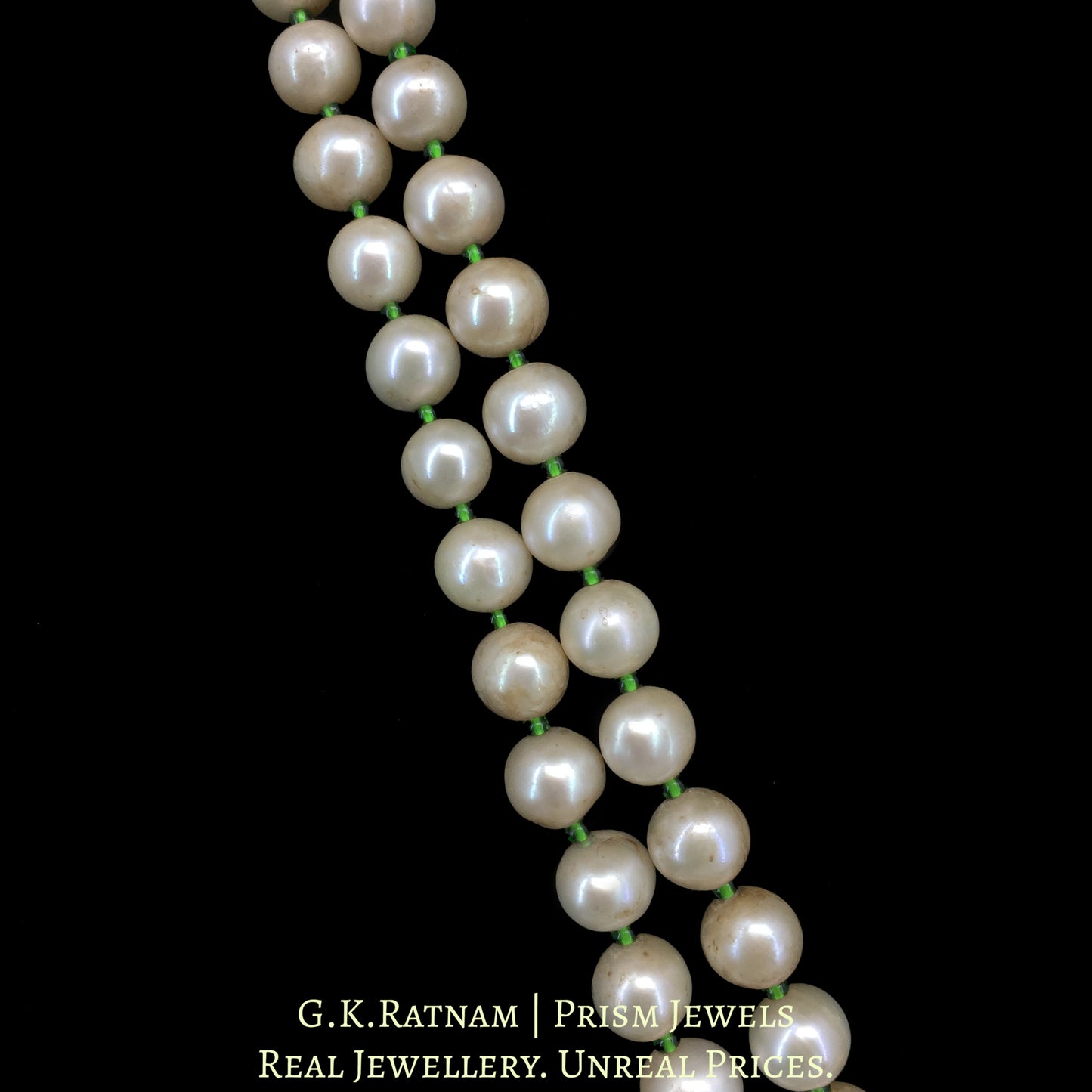 18k Gold and Diamond Polki Open Setting Pendant with Antiqued Hyderabadi Pearls