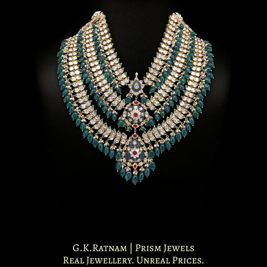 18k Gold And Diamond Polki three-row Bridal Necklace Set - G. K. Ratnam