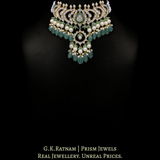 18k Gold and Diamond Polki Choker Necklace Set - G. K. Ratnam