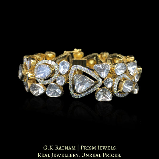 14k Gold and Diamond Polki Open Setting Bracelet