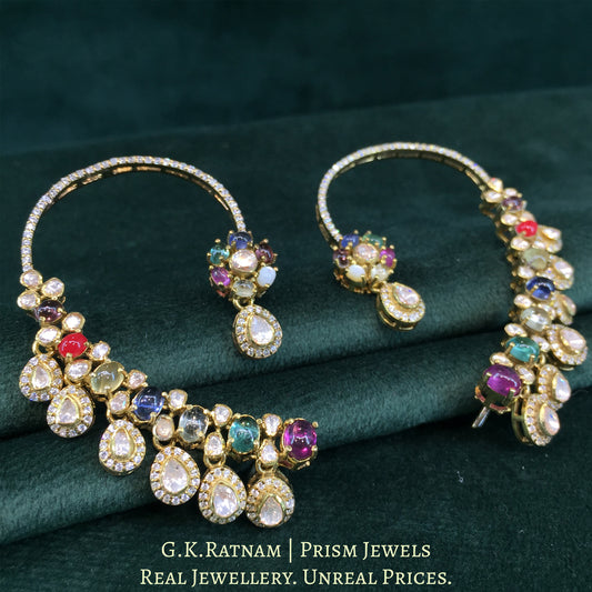 925 Silver And Moissanite Polki Earring With Lab-Grown Stones - G. K. Ratnam