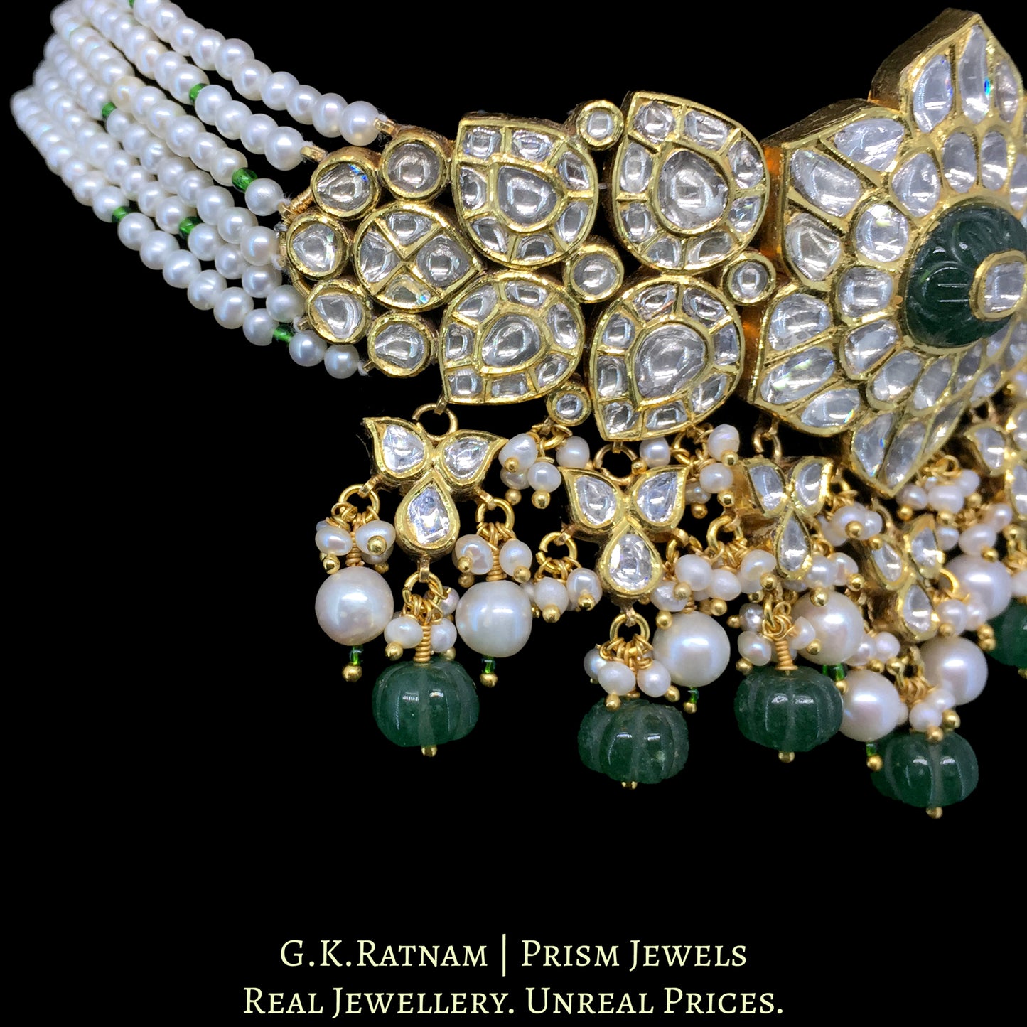 18k Gold and Diamond Polki Choker Necklace Set