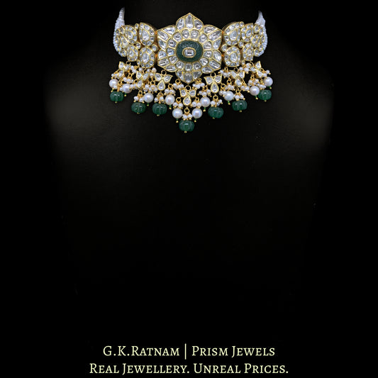 18k Gold and Diamond Polki Choker Necklace Set - G. K. Ratnam