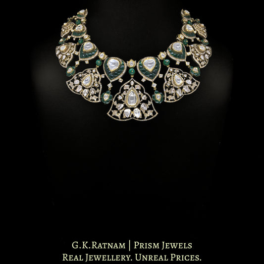 18k Gold and Diamond Polki Fusion Necklace Set in Victorian Finish