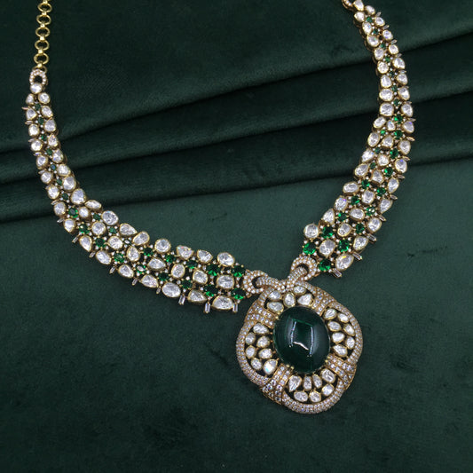 925 Silver Necklace Set with Lab Grown Emeralds - G. K. Ratnam