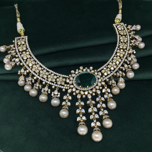 925 Silver Necklace Set with Lab Grown Emeralds