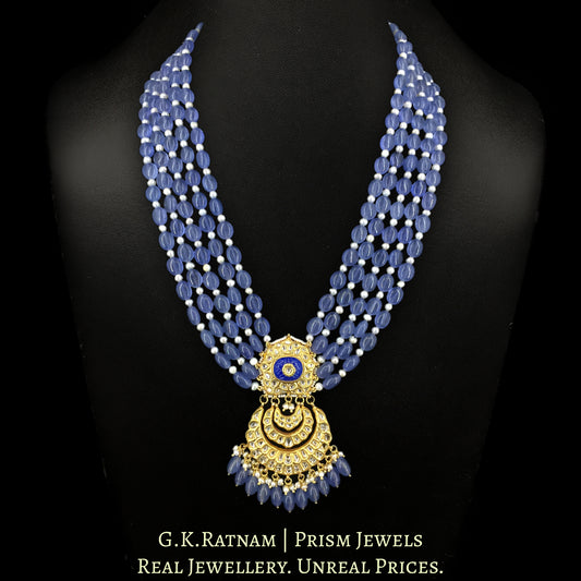 23k Gold and Diamond Polki Chand Bali Pendant Set - G. K. Ratnam