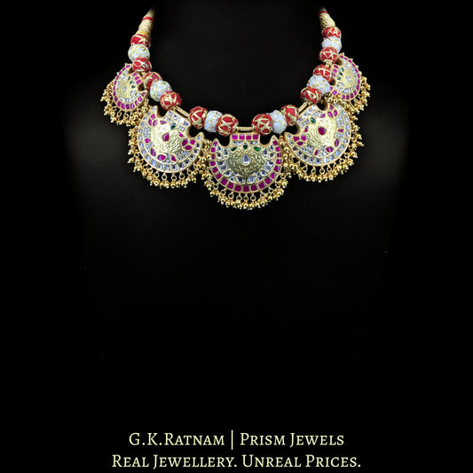 23k Gold and Diamond Polki Pankhi Necklace Set