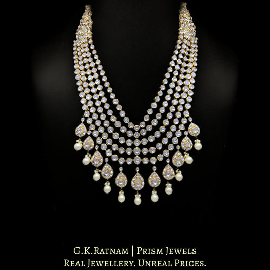 18k Gold and Diamond Polki Long Bridal Necklace Set
