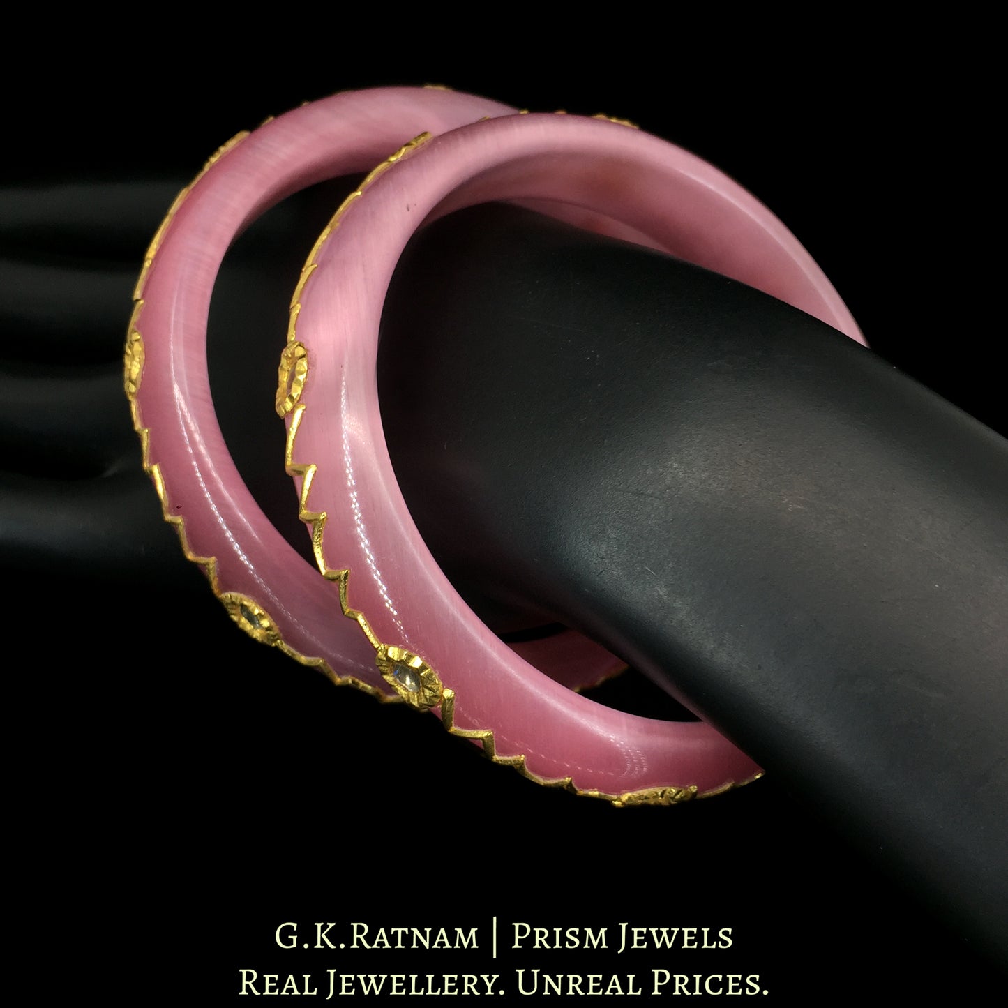 23k Gold and Diamond Polki Bangle Pair
