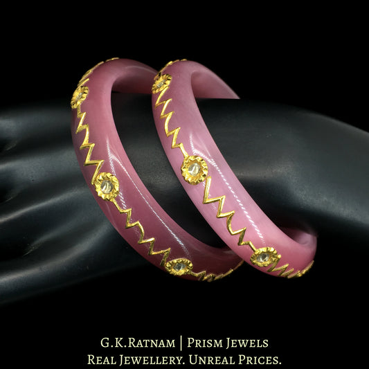 23k Gold and Diamond Polki Bangle Pair