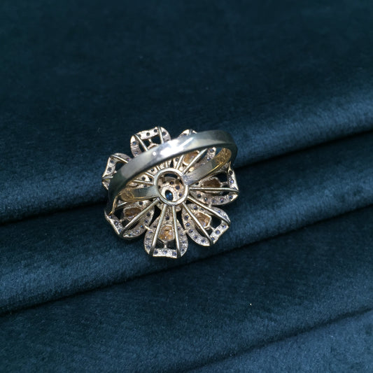 925 Silver victorian-finish floral Ring