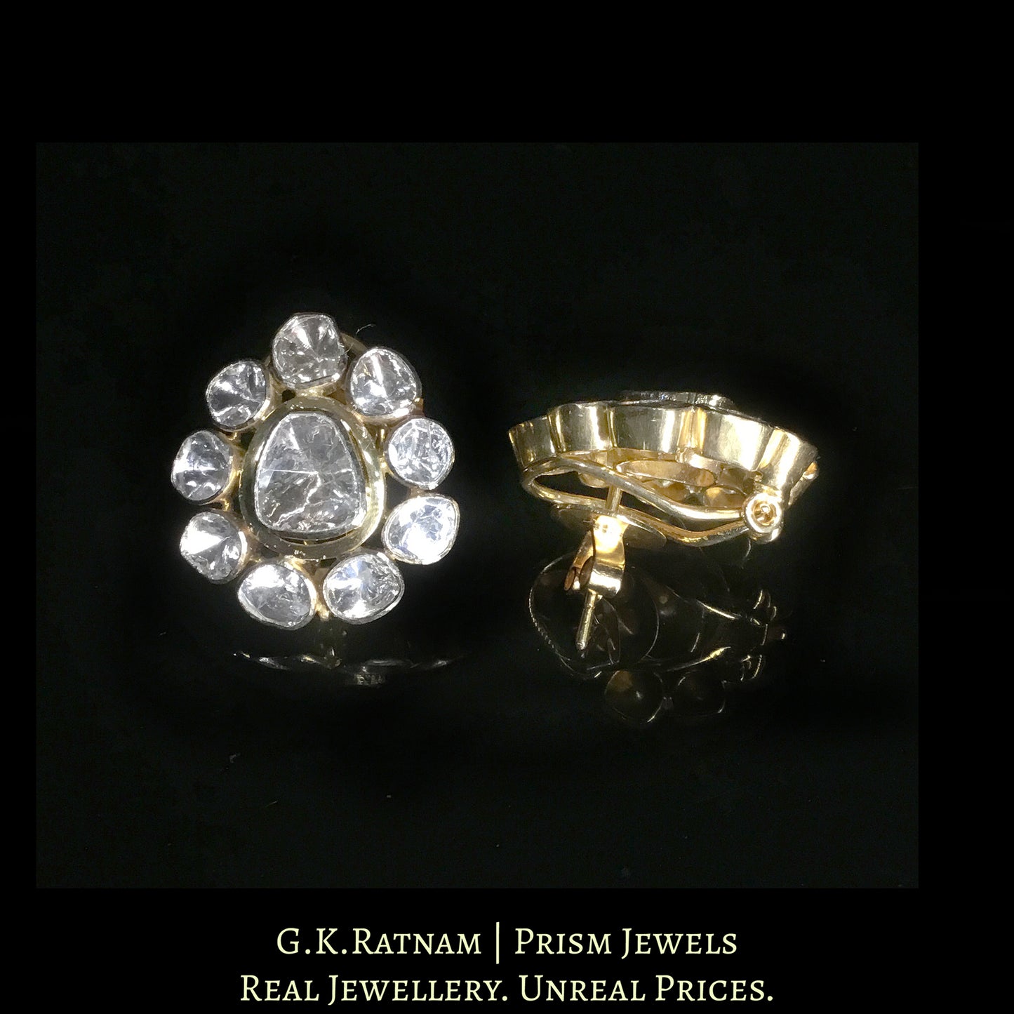 18k Gold and Diamond Polki Open Setting Pendant Set with Natural Russian Emeralds