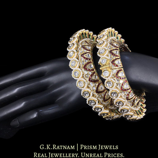 18k Gold and Diamond Polki Bangle Pair (Pacheli)