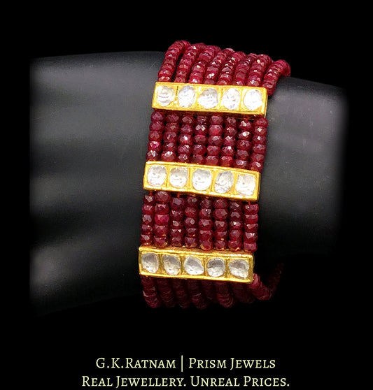 18k Gold and Diamond Polki Bracelet with 3 Sticks - G. K. Ratnam
