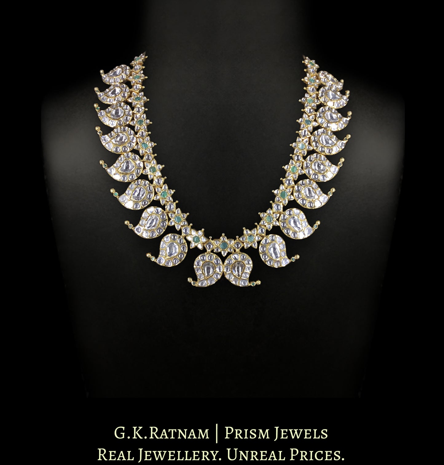 18K Gold and Diamond Polki Mango Necklace with detachable Pendant