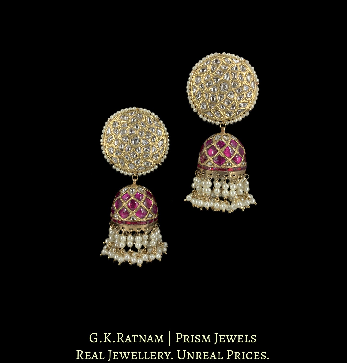 23k Gold And Diamond Polki Choker Necklace Set with Jhumkis