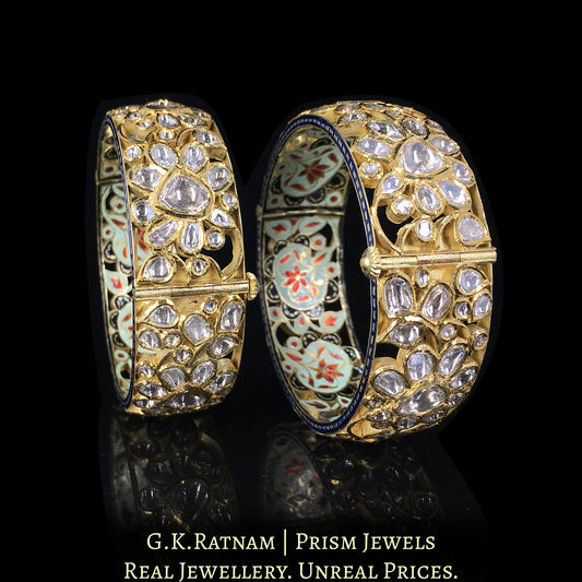 18k Gold and Diamond Polki Bangle Pair