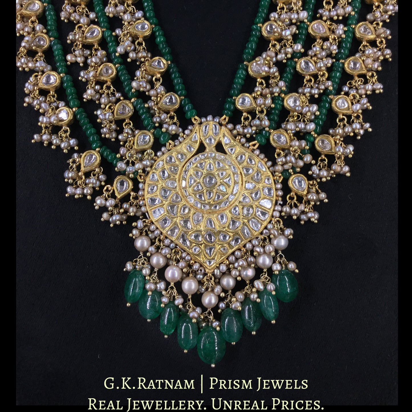 23k Gold and Diamond Polki Pendant with Patrihaar / Ranihaar