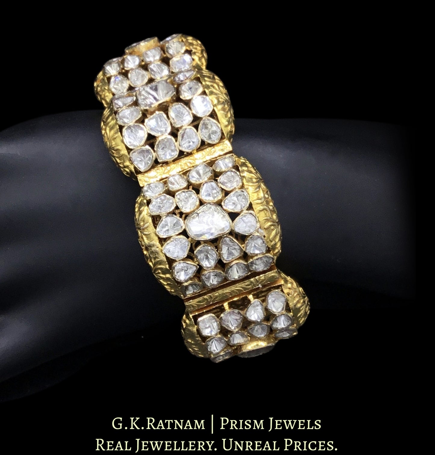 18k Gold and Diamond Polki Open Setting Bangle (Pacheli)