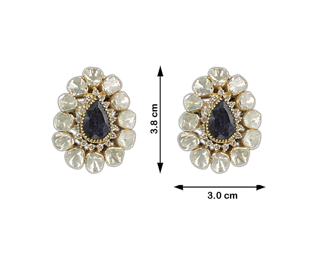18k Gold and Diamond Polki Open Setting Pendant Set With changeable collets for Rubies, Blue Sapphires and Green Beryls
