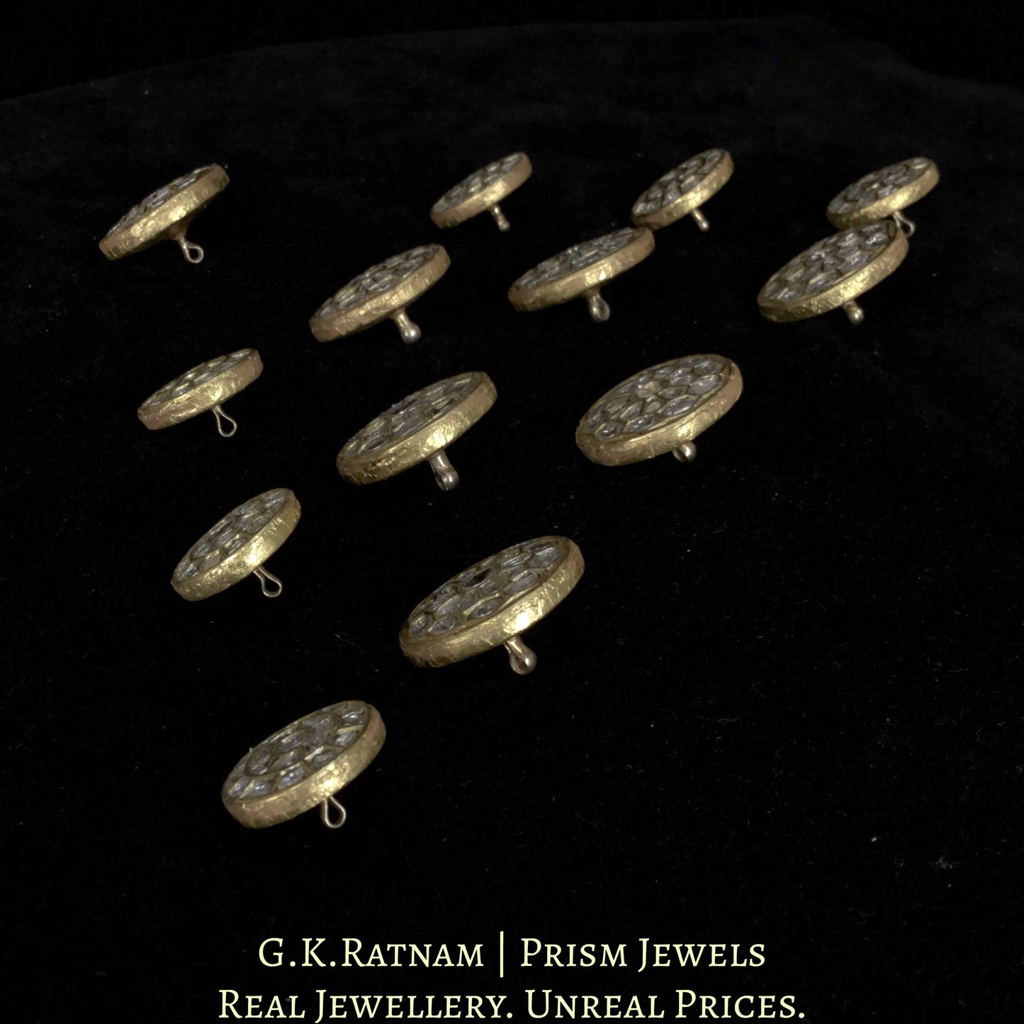 23k Gold and Diamond Polki all-white Sherwani Buttons for Men