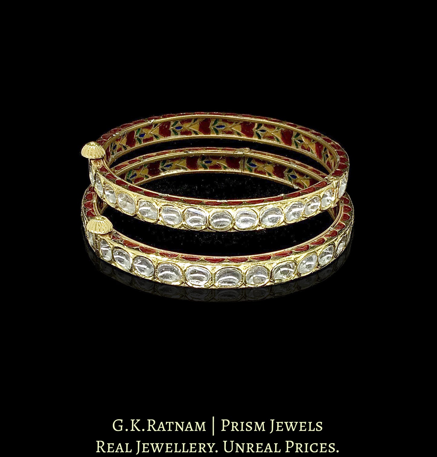 18k Gold and Diamond Polki Chudi Pair