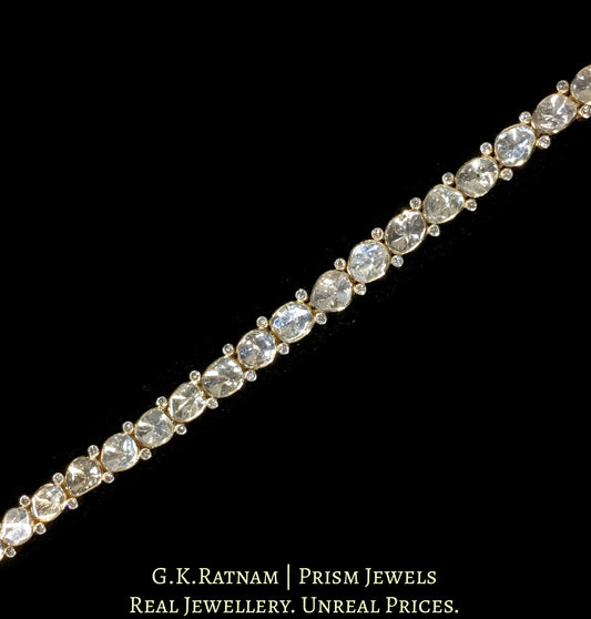 18k Gold and Diamond Polki Open Setting Tennis Bracelet interspersed with Diamonds - G. K. Ratnam