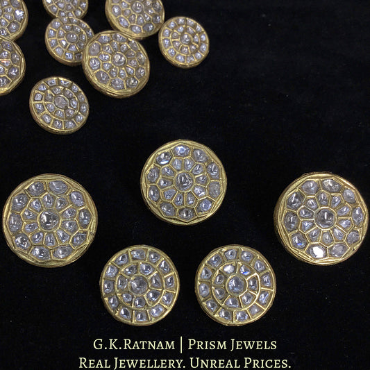 23k Gold and Diamond Polki all-white Sherwani Buttons for Men