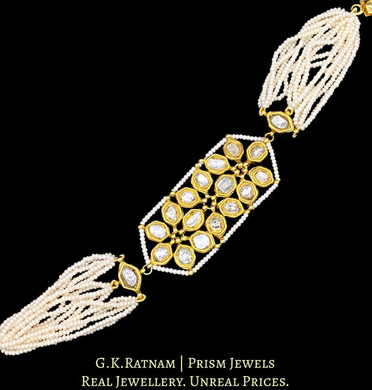 23k Gold and Diamond Polki Bracelet with Hexagonal Uncut Pieces
