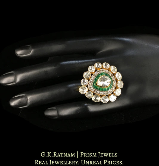 18k Gold And Diamond Polki Open Setting Ring
