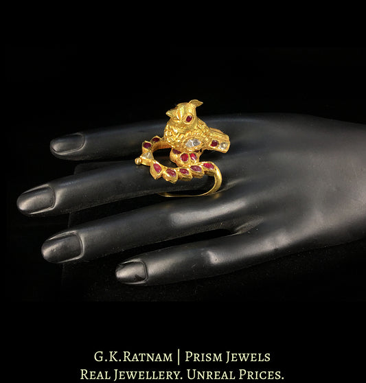 22k Gold And Diamond Polki Bird Ring - G. K. Ratnam