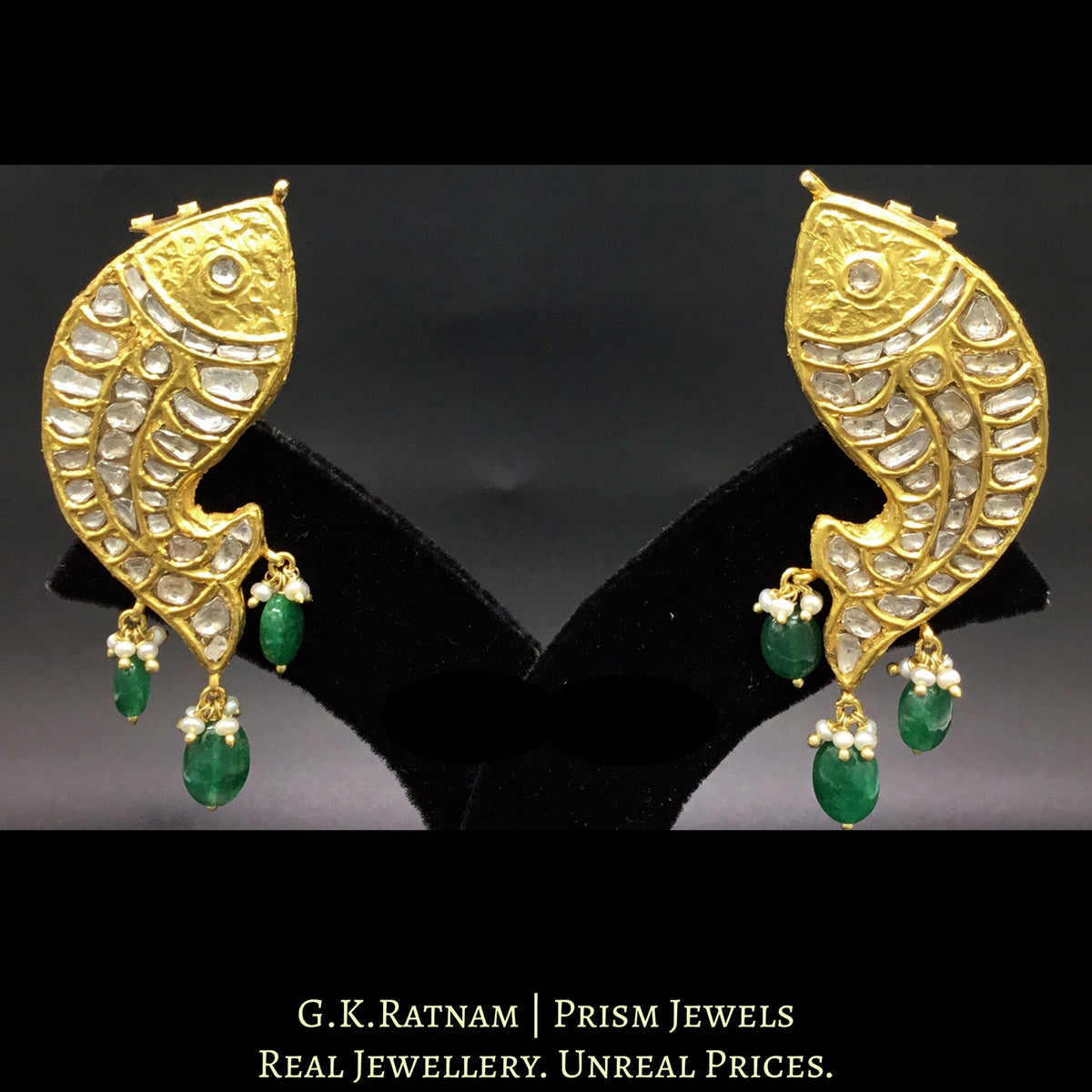 23k Gold and Diamond Polki fish (macchi machli) Karnfool Earring