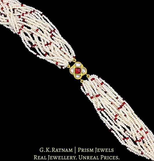 23k Gold and Diamond Polki Rakhi-cum-Bracelet with a hint of Ruby Red