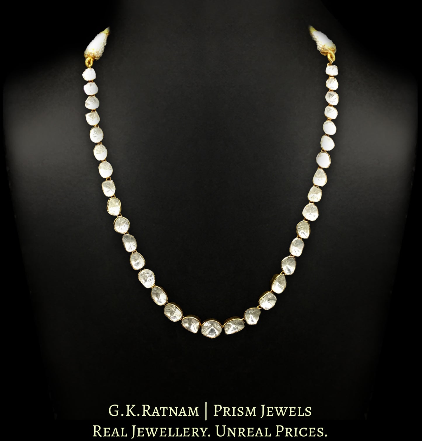 14k Gold and Diamond Polki Open Setting Single Line Necklace - G. K. Ratnam