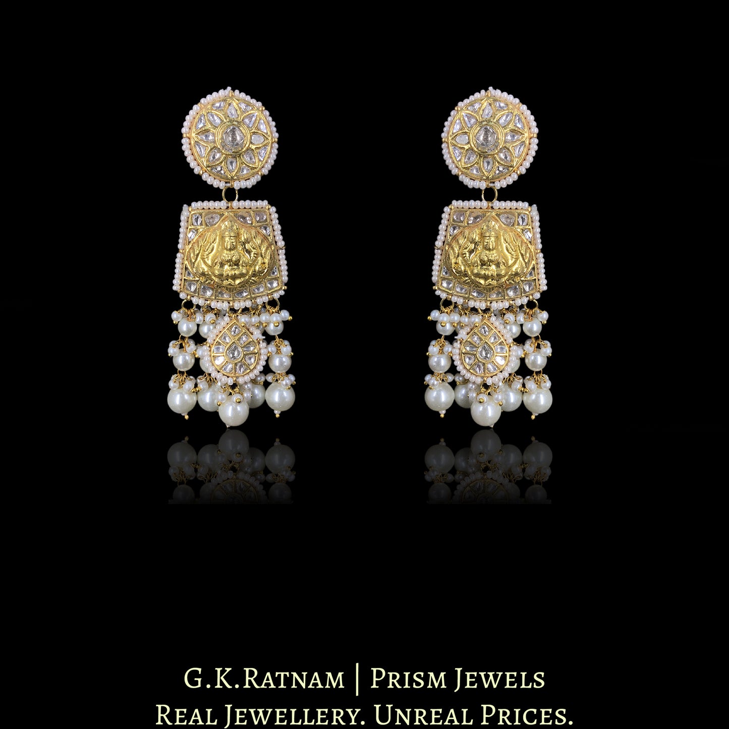 23k Gold and Diamond Polki temple-style Necklace Set