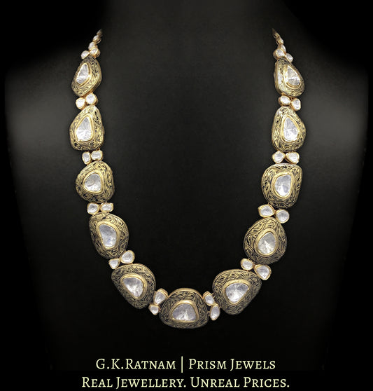 18k Gold and Diamond Polki Necklace with Big Uncuts and intricate goldwork