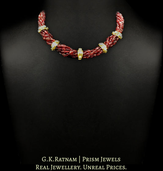 18k Gold and Diamond Polki ring Necklace with Mozambique Garnets - G. K. Ratnam