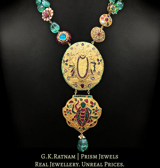 23k Gold and Diamond Polki green-dominant hybrid Necklace - G. K. Ratnam