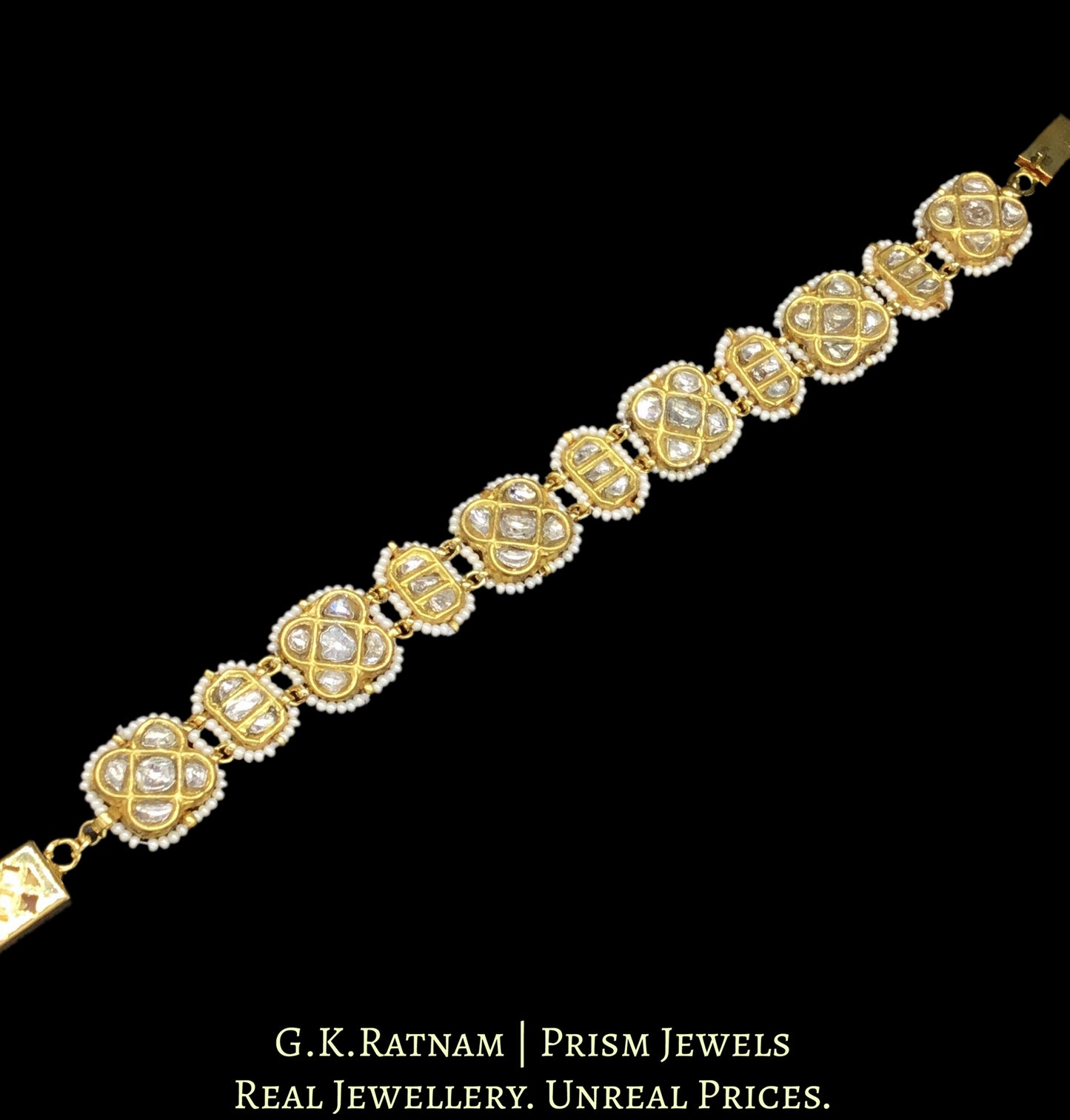 23k Gold and Diamond Polki Bracelet Pair