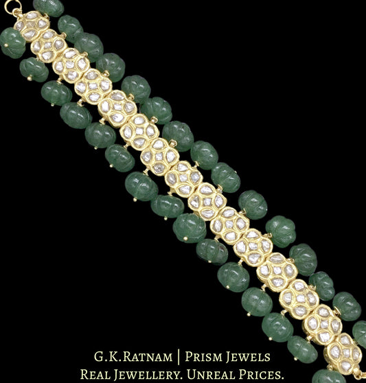 23k Gold and Diamond Polki Bracelet with emerald-grade Green Melons - G. K. Ratnam