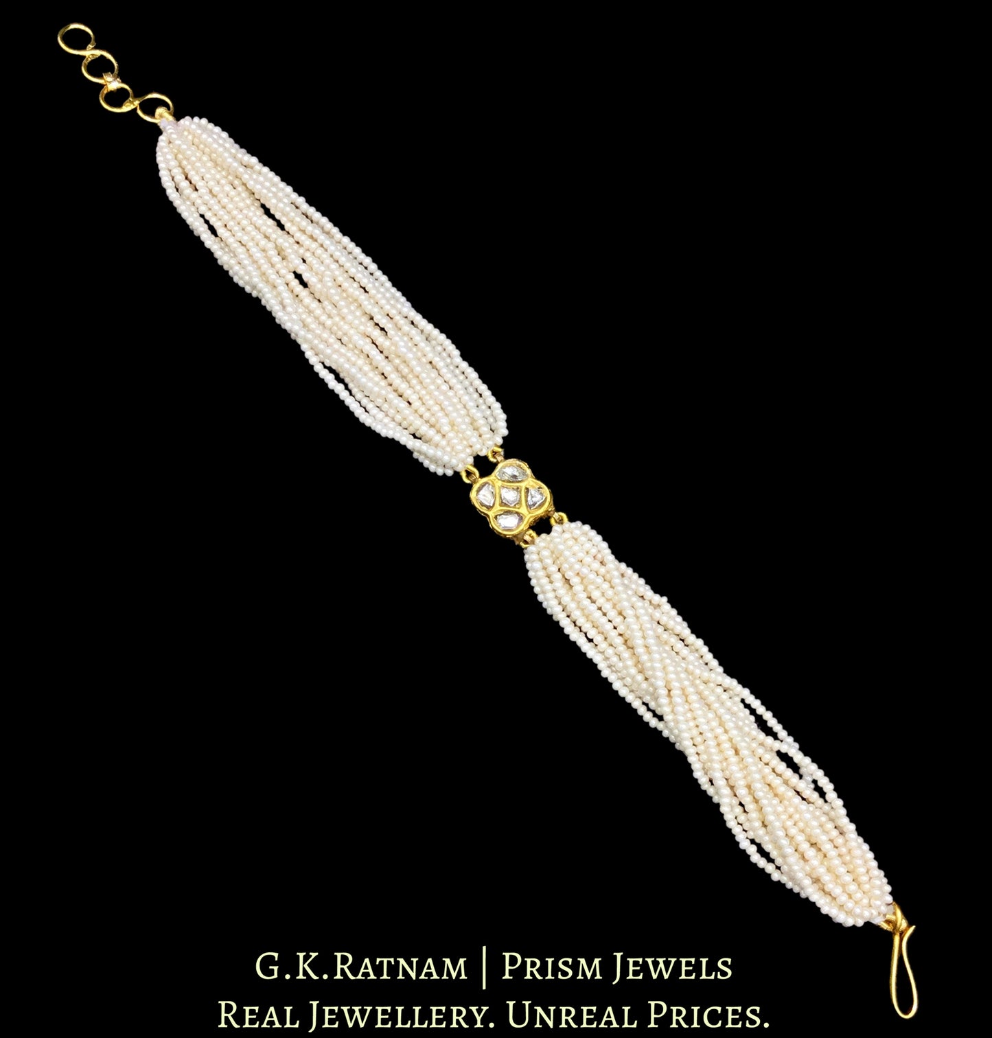 23k Gold and Diamond Polki all white Rakhi-cum-Bracelet