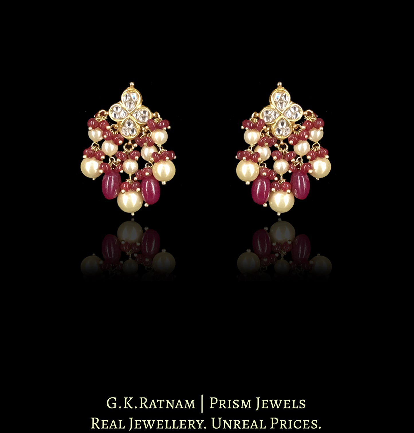 23k Gold and Diamond Polki Choker Necklace Set with Rubies
