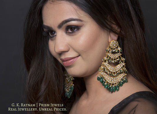 23k Gold and Diamond Polki pasa-style Chandelier Earring Pair - G. K. Ratnam