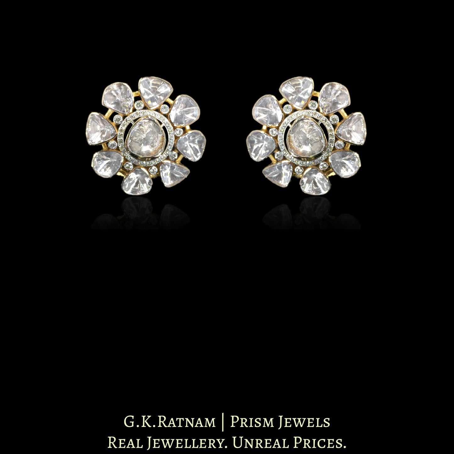 14k Gold and Diamond Polki Open Setting Tops