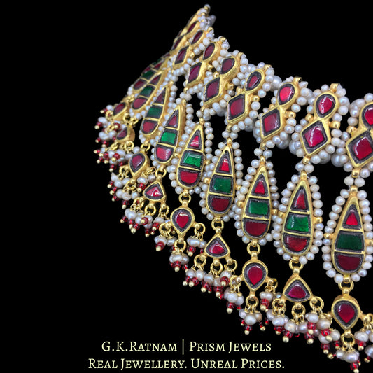 23k Gold south-style Necklace enhanced with Antiqued Freshwater Pearls