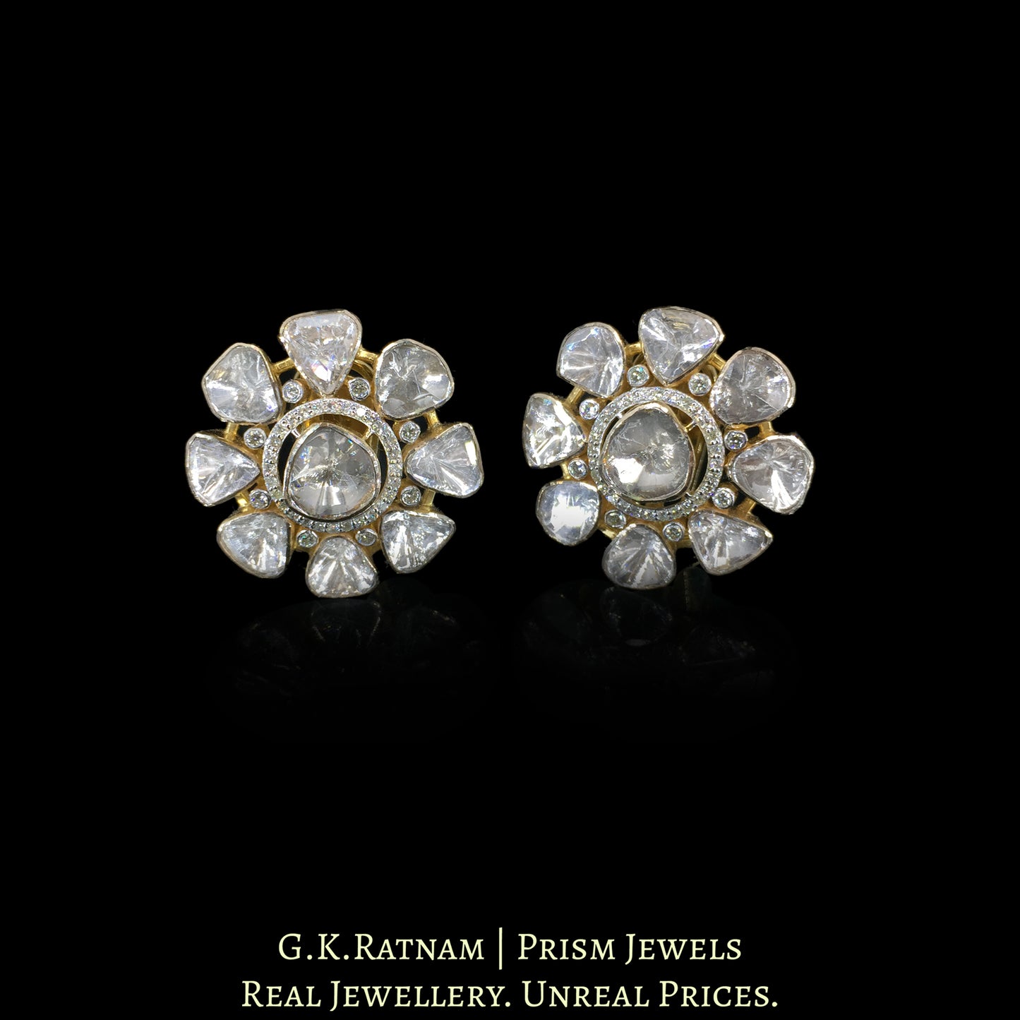 14k Gold and Diamond Polki Open Setting Tops