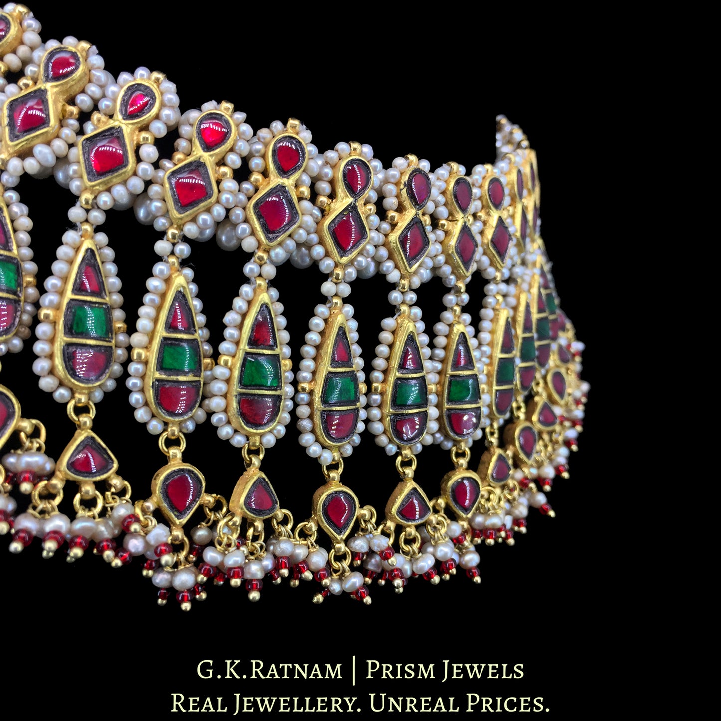 23k Gold south-style Necklace enhanced with Antiqued Freshwater Pearls