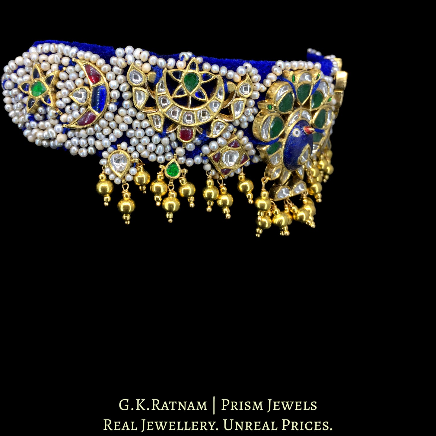 14k Gold and Diamond Polki Choker Necklace